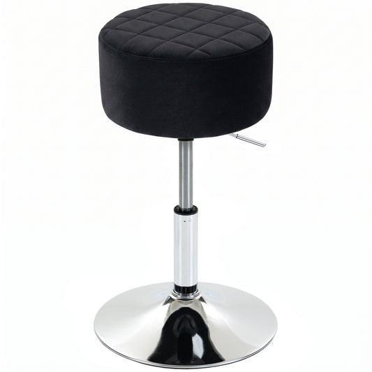 HOMCOM Bar Stool Adjustable Swivel Chair Velvet-Feel Seat 1 Piece, Black
