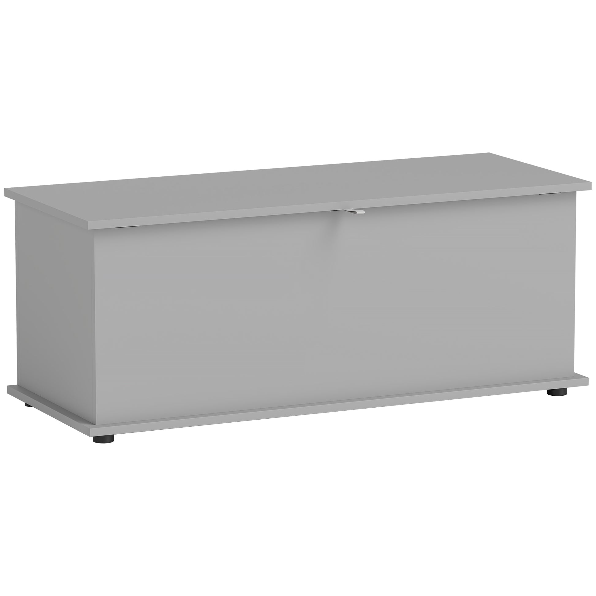 HOMCOM Storage Chest, Large 113L Blanket Box, Shoe Bench with Safety Hinged Lid, Storage Trunk, Bed End Bench for Bedroom, Hallway, Living room, Playroom, 100 x 40 x 40cm, Grey--ChewyGames-ChewyGames