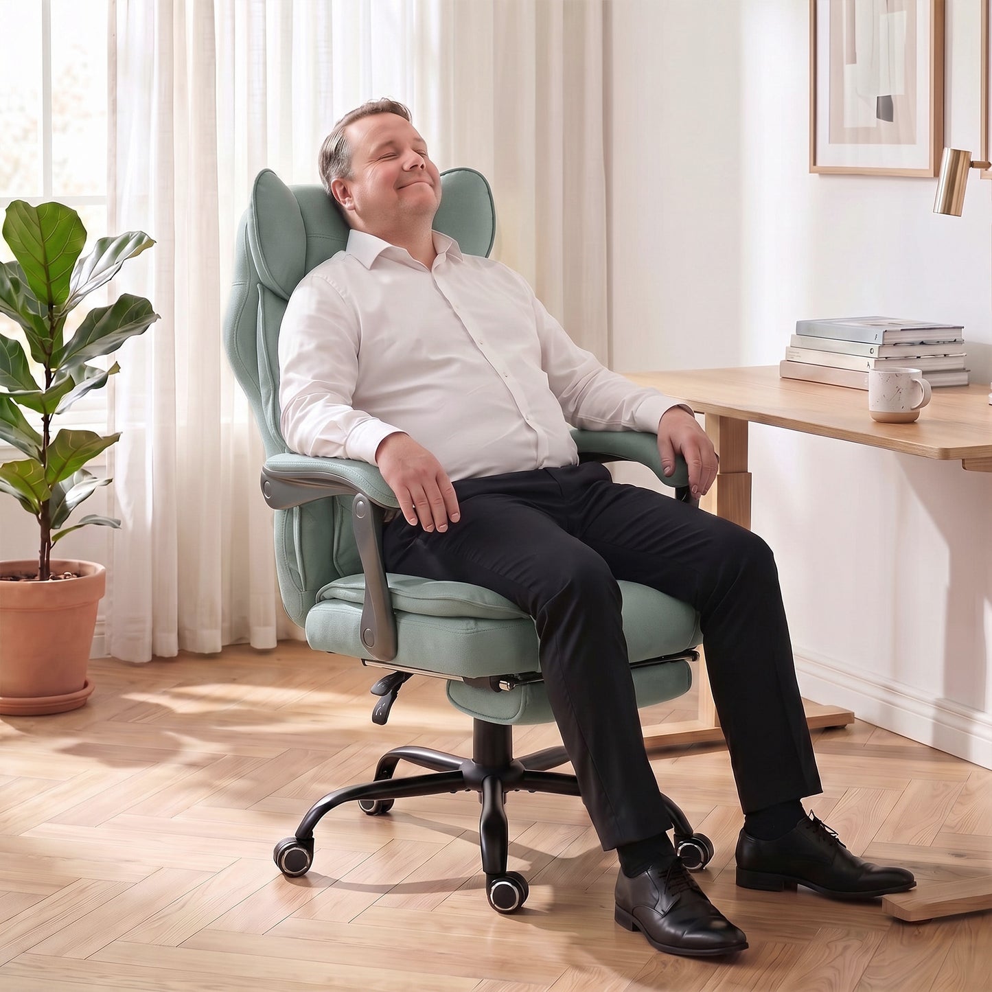 HOMCOM Executive Office Chair, Leathaire Big and Tall Office Chair 180 kg with Wide Seat, Reclining, Lumbar Support, Blue
