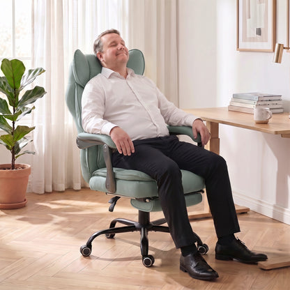 HOMCOM Executive Office Chair, Leathaire Big and Tall Office Chair 180 kg with Wide Seat, Reclining, Lumbar Support, Blue