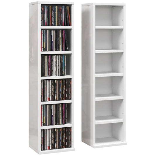 HOMCOM Set of Two 102 CD Storage Units - High Gloss White-Rack Bookcases & Shelves-ChewyGames-ChewyGames