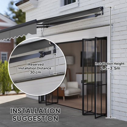Outsunny 2.5 x 2m Electric Awning with Remote Controller, Aluminium Frame Retractable Awning, Dark Grey