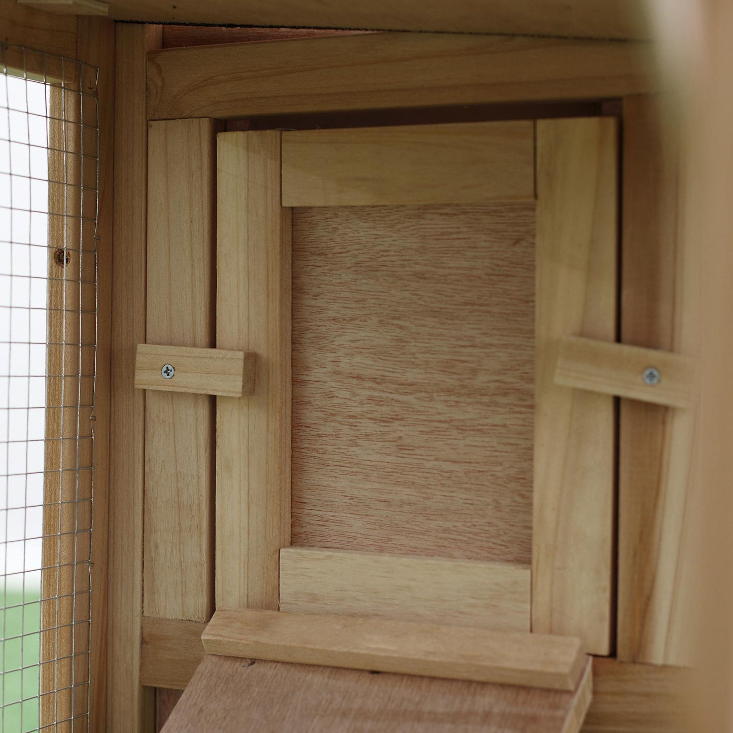 PawHut Wooden Rabbit Hutch 2-Storey with Run Outdoor Bunny Guinea Pig, Natural Wood