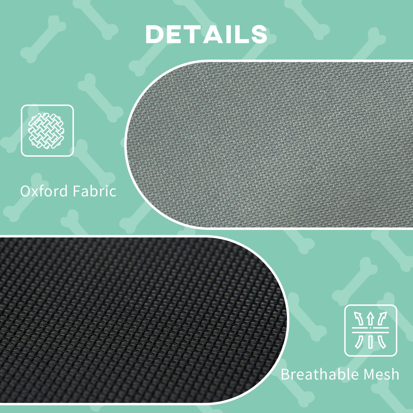 PawHut Outdoor Dog Bed with Removable Canopy, Portable Raised Dog Bed for Camping, Garden & Beach, Water-Resistant UV-Protection Mesh Pet Cot Sun Lounger, for Medium Pets, 76 x 61 x 73 cm, Grey