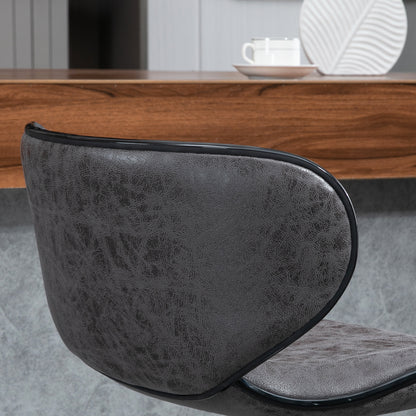 HOMCOM Kitchen Stools Set of 2  61-81cm Sitting Height Leather Upholstered Bar Chairs, Dark Grey