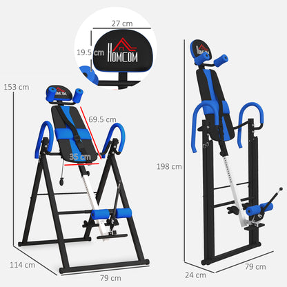 HOMCOM Gravity Inversion Table with Safety Belt Adjustable Hand Stand for Muscle Pain Relief, Blue