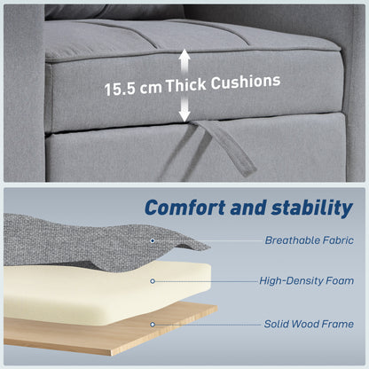 HOMCOM 3-in-1 Single Sofa Bed, Convertible Sleeper Chair Bed - Light Grey