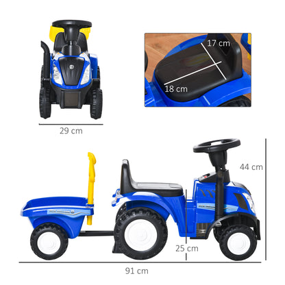 HOMCOM Ride On Tractor Toddler Walker Foot To Floor Slider w/ Horn Storage Steering Wheel for 1-3 Years Old Blue--ChewyGames-ChewyGames