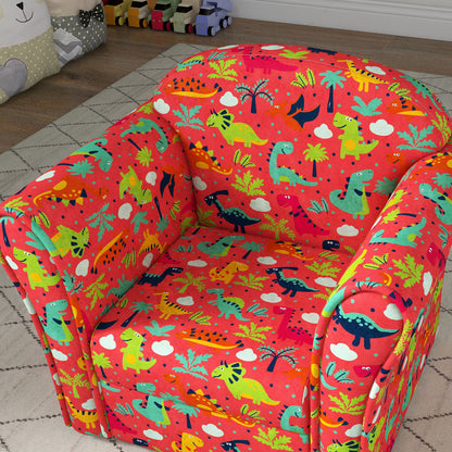AIYAPLAY Kids Armchair with Dinosaur Design, Wooden Frame, for Bedroom, Playroom, Kids Room - Red--ChewyGames-ChewyGames