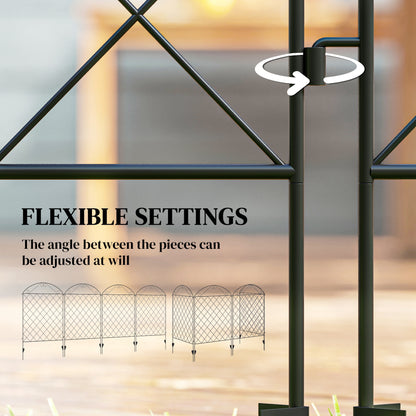 Outsunny 43in x 11.5ft Decorative Garden Fencing,  4PCs Rustproof Metal Wire Outdoor Picket Fence Panels, Black