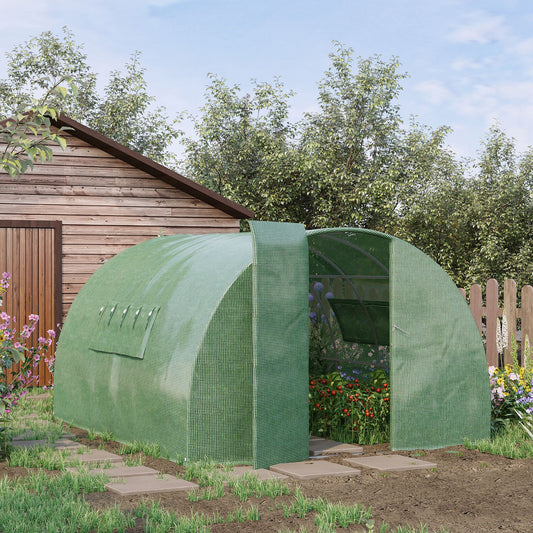 Outsunny Reinforced Walk in Polytunnel Greenhouse, 4x3x2 m--ChewyGames-ChewyGames