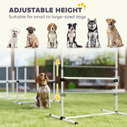 PawHut 4 Pieces Dog Agility Training Equipment, Adjustable Height Jumps Hurdle with Carrying Bag for Outdoor, White