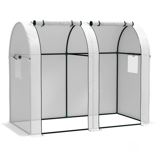 Outsunny 94 x 185cm Mini Two-Room Greenhouse - White