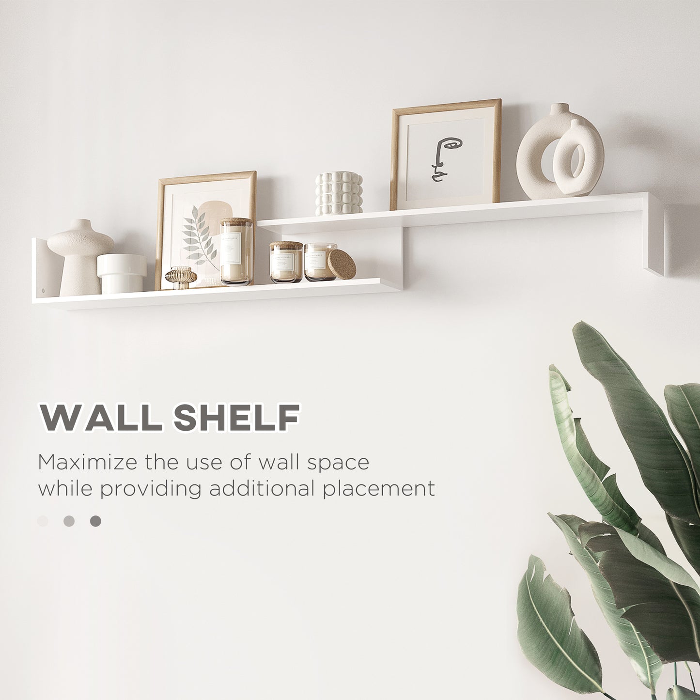 HOMCOM TV Cabinet with Wall Shelf for Wall-Mounted 65" TVs or Standing 40" TVs - White and Grey