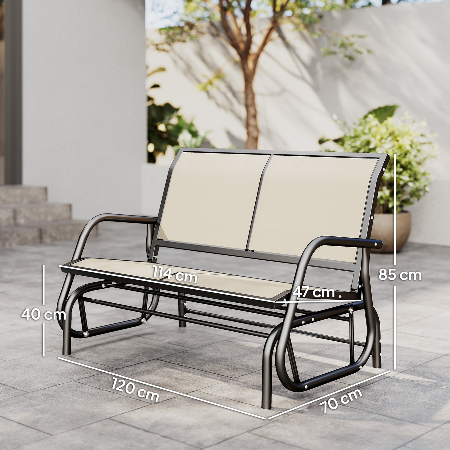 Outsunny 2-Person Outdoor Glider Bench Patio Double Swing Gliding Chair Loveseat w/Power Coated Steel Frame for Garden Patio Porch, Cream--ChewyGames-ChewyGames