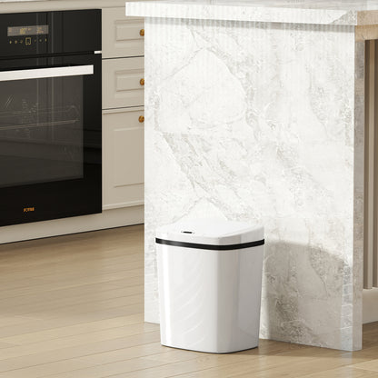 HOMCOM 15L Sensor Bin, Automatic Touchless Kitchen Bin, Easy Clean, Battery Operated for Home Office, Bedroom, Bathroom, White--ChewyGames-ChewyGames