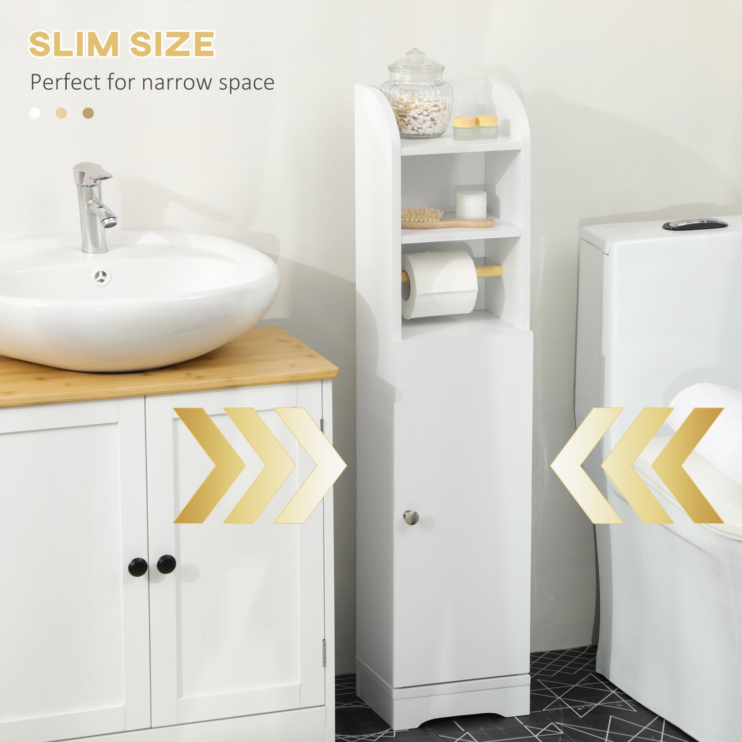 kleankin Multi-Storage Narrow Bathroom Cabinet - White--ChewyGames-ChewyGames