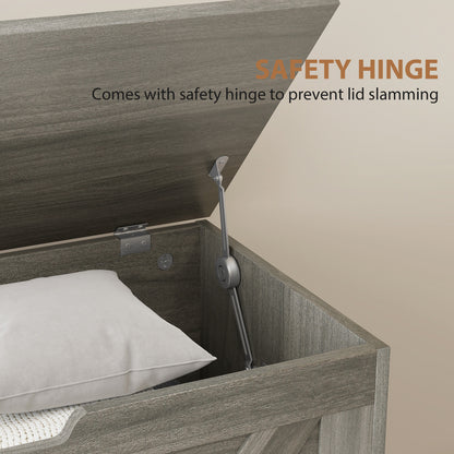 HOMCOM 100L Home Storage Box, with Safety Hinges - Charcoal Grey--ChewyGames-ChewyGames