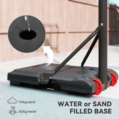 SPORTNOW Height Adjustable Basketball Hoop and Stand with Firm Backboard and Weighted Base, Portable on Wheels, Red