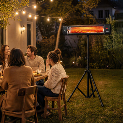 Outsunny 2500 W Electric Infrared Patio Heater, IP65 Outdoor Garden Heater with Tripod, 3 Heat Settings, 24H Timer, Black
