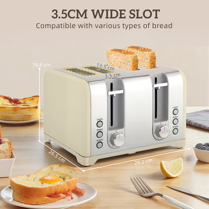 HOMCOM Retro 3000W Kettle and Toaster Set - Cream--ChewyGames-ChewyGames
