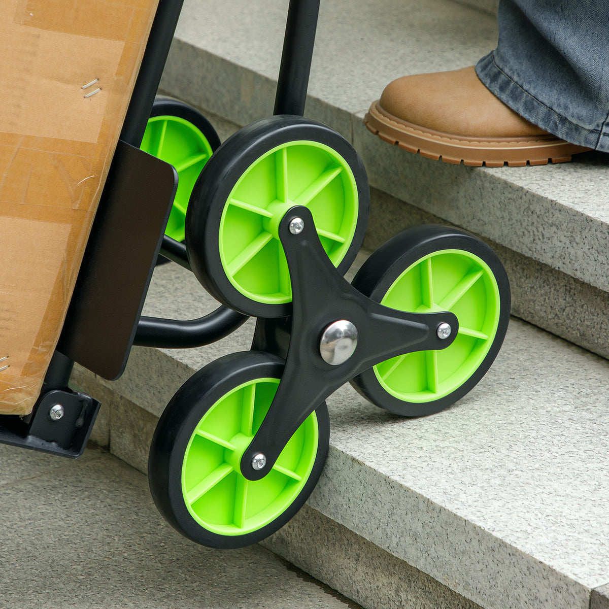 DURHAND Six-Wheel Folding  Sack Barrow Trolley - Black/Green