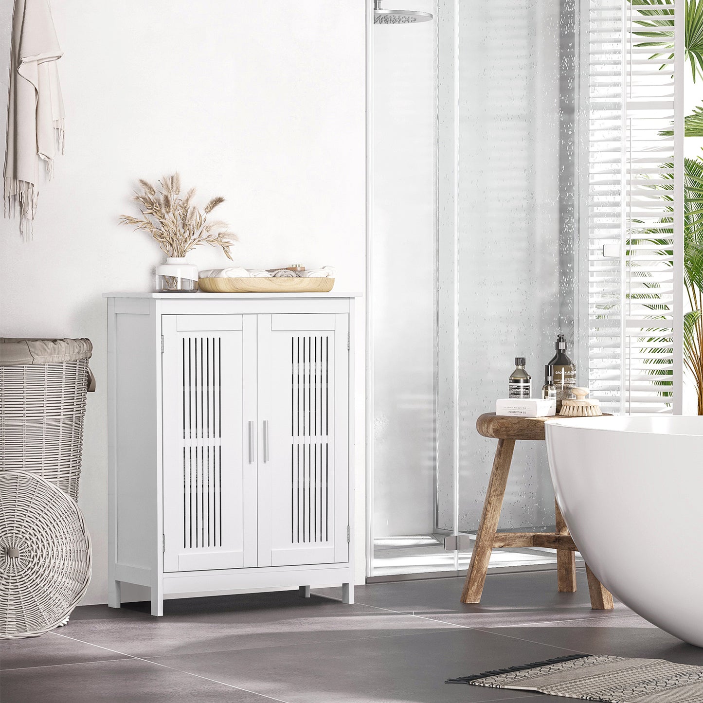 kleankin Modern Bathroom Floor Cabinet - White--ChewyGames-ChewyGames