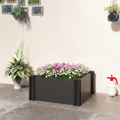 Outsunny Vinyl Raised Garden Bed Kit, 2 x 2 x 1ft Modular Elevated Garden Box with Slotting Legs and Open Bottom, Dark Grey