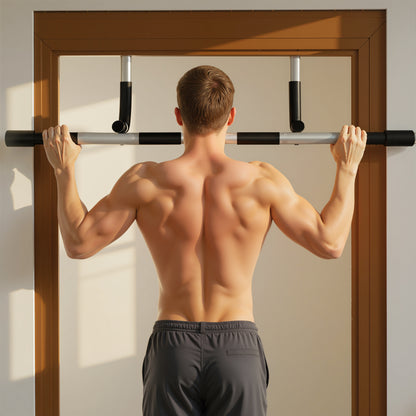 HOMCOM Doorway Pull up Bar, Door Frame Chin up Push up Bar for Home Gym Upper Body Workout, No Drilling or Screws, Grey