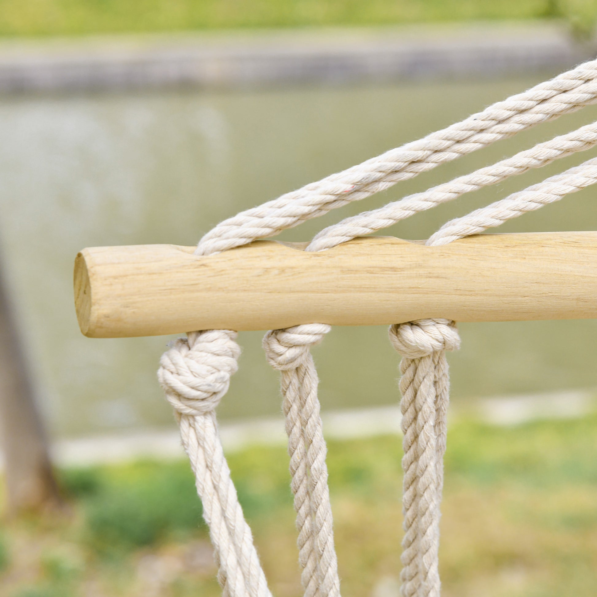 Outsunny Hanging Hammock Chair Swing Chair Thick Rope Frame Safe Wide Seat Indoor Outdoor Home, Patio, Yard, Garde Spot Stylish Multi-Color Stripe--ChewyGames-ChewyGames