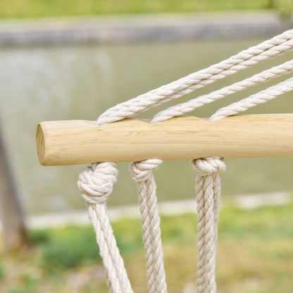 Outsunny Hanging Hammock Chair Swing Chair Thick Rope Frame Safe Wide Seat Indoor Outdoor Home, Patio, Yard, Garde Spot Stylish Multi-Color Stripe--ChewyGames-ChewyGames