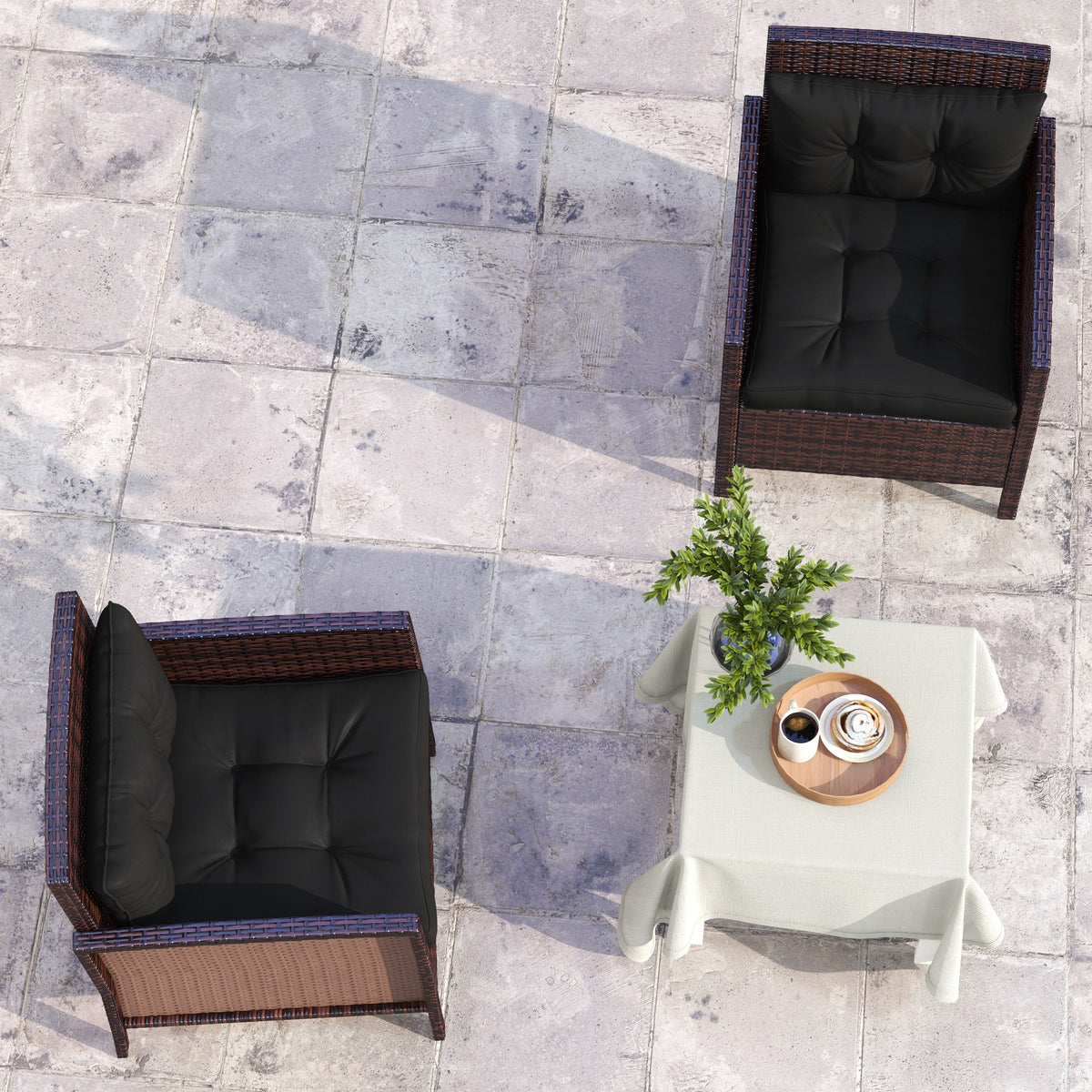 Outsunny 4-Piece Seat Cushions Back Pillows Replacement, Patio Chair Cushions Set for Indoor Outdoor, Black