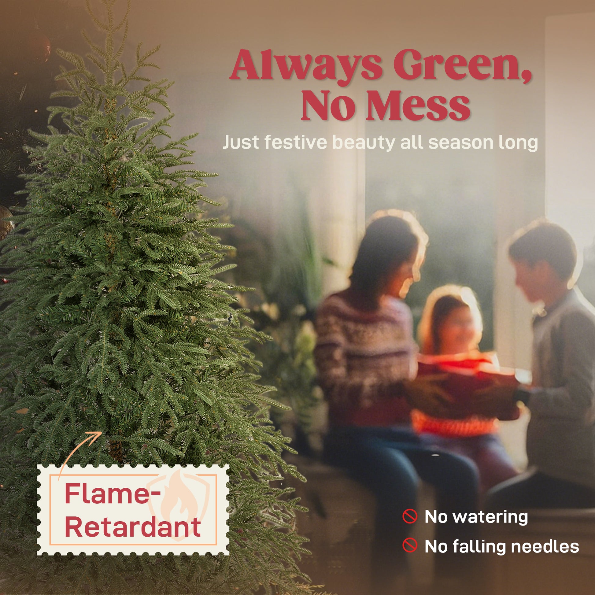 HOMCOM 6 ft Full Spruce Christmas Tree with Realistic Dense Tips, Easy Assembly - Green-Artificial Trees-ChewyGames-ChewyGames