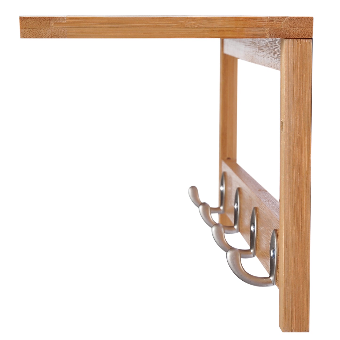 HOMCOM Wall Mounted Coat Clothes Hat Hanger 4 Hooks Rack Stand with Rail & Storage Shelf for Hallway Entryway Bedroom Bathroom--ChewyGames-ChewyGames
