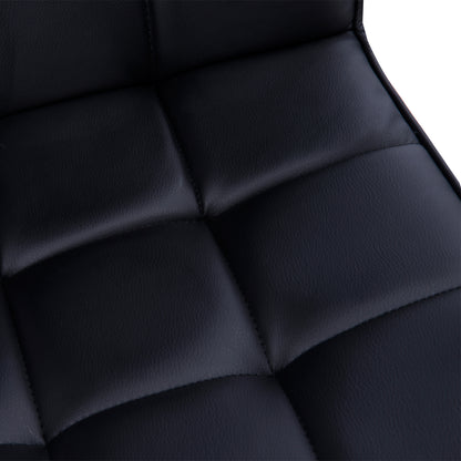 Vinsetto Makeup Vanity Chair, PU Leather Mid Back Office Chair with Adjustable Height, Armrest and Rolling Wheels, Black