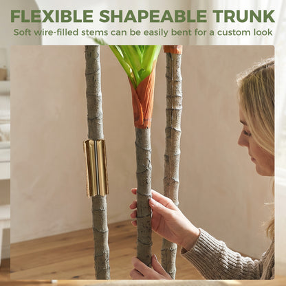 HOMCOM 90cm Lifelike Fake Tree, Artificial Dracaena Tree with Bendable Trunks, Green