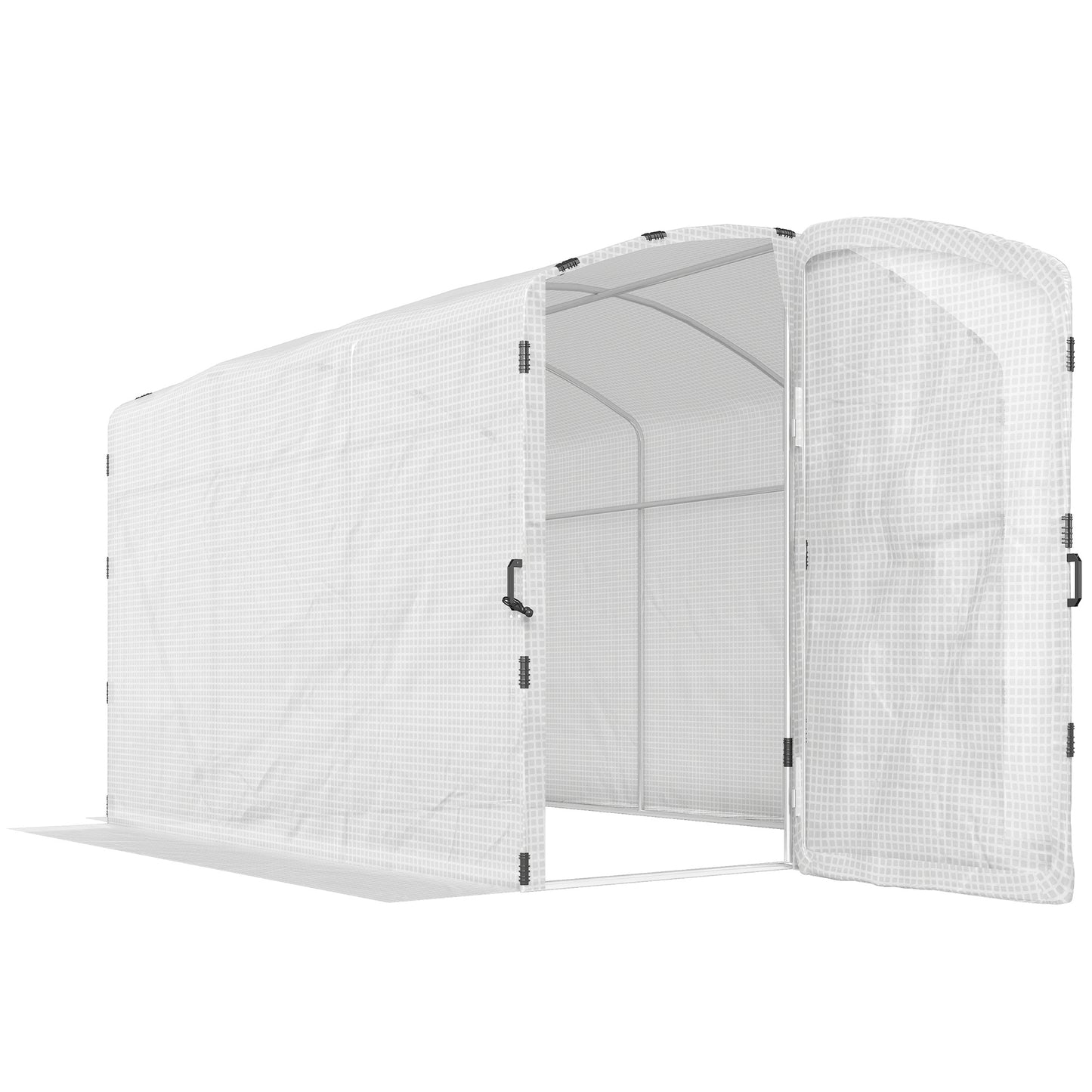 Outsunny Polytunnel Greenhouse Walk-in Grow House with UV-resistant PE Cover, Door and Galvanised Steel Frame, 3 x 2 x 2m, White