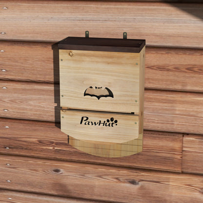 PawHut Bat Boxes, Pack of 3 Wooden Bat Houses for Outdoor, Garden, Farm, Easy to Hang, 23 x 9.5 x 36.5 cm, Natural