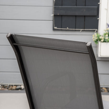 Outsunny Set of Four Stackable Mesh Seat Chairs - Dark Grey