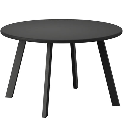 Outsunny 70cm Round Coffee Table, Outdoor Garden Table with Non-Slip Foot Pads and Metal Frame for Garden, Terrace, Balcony, Living Room, Charcoal Grey