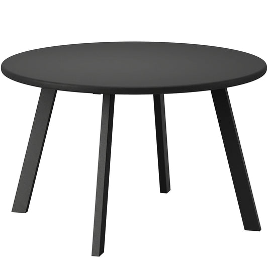 Outsunny 70cm Round Coffee Table, Outdoor Garden Table with Non-Slip Foot Pads and Metal Frame for Garden, Terrace, Balcony, Living Room, Charcoal Grey