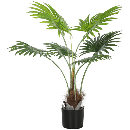 HOMCOM 94cm Artificial Palm Tree, Decorative Artificial Plant with Lifelike PEVA Leaves and Coconut Coir, Fake Tree with Plastic Pot and Flocking for Home Office Decor, Green--ChewyGames-ChewyGames
