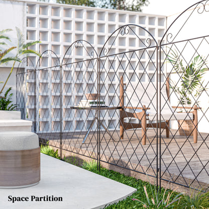 Outsunny 43in x 11.5ft Decorative Garden Fencing,  4PCs Rustproof Metal Wire Outdoor Picket Fence Panels, Black