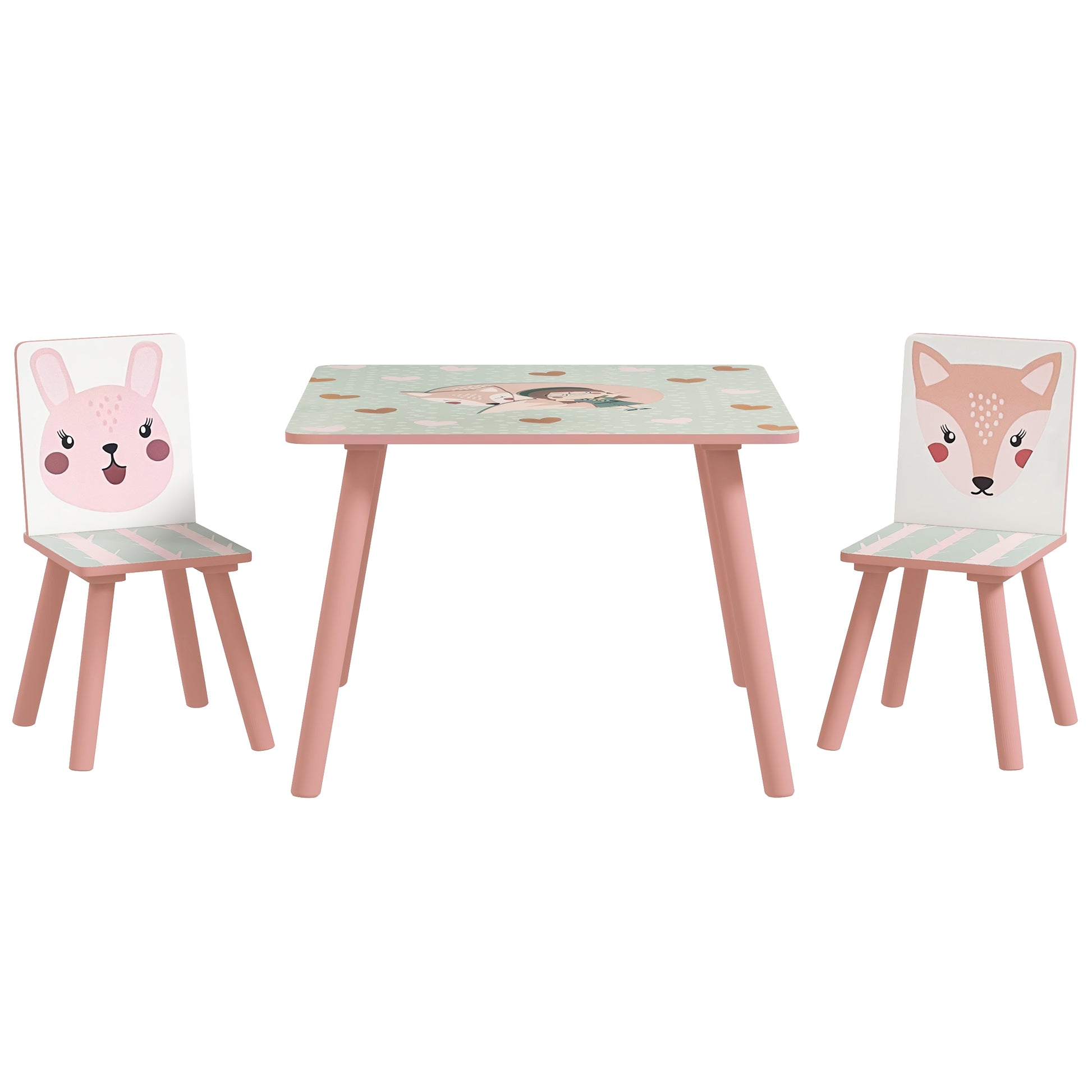 ZONEKIZ Kids and Table Chairs, Children Desk with Two Chairs, Toddler Furniture Set, for Ages 3-6 Years - Pink--ChewyGames-ChewyGames