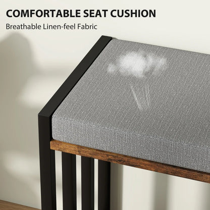 HOMCOM Shoe Storage Bench w/ Seat, Upholstered Entryway, 3 Shelves Brown