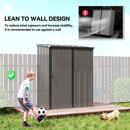Outsunny 5.3 x 3.1ft Corrugated Steel Garden Shed - Light Grey