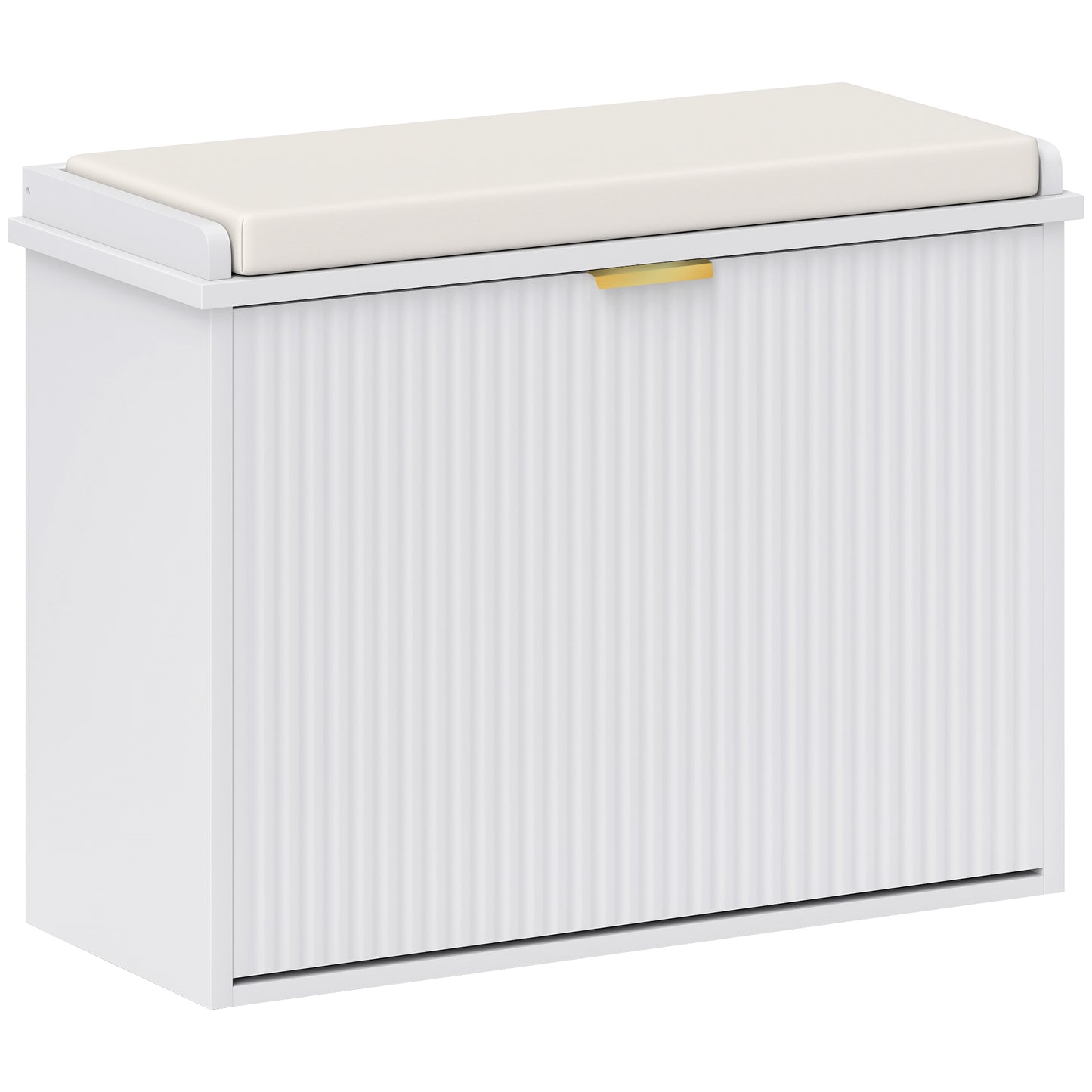 HOMCOM Elegant Six Shoe Bench, with Top Seat - White
