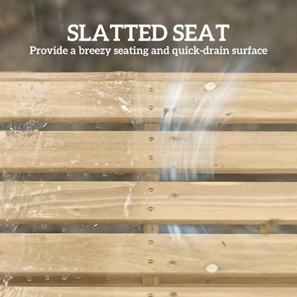 Outsunny Wooden Outdoor Bench, 2 Seater Garden Bench, Backless Patio Bench with Slatted Curved Seat, Natural Wood Finish