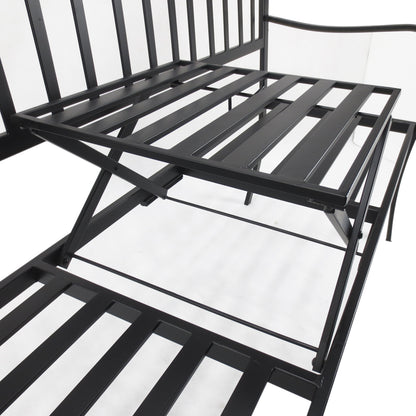Outsunny Metal Bench W/Table,  150Lx53Wx95H cm