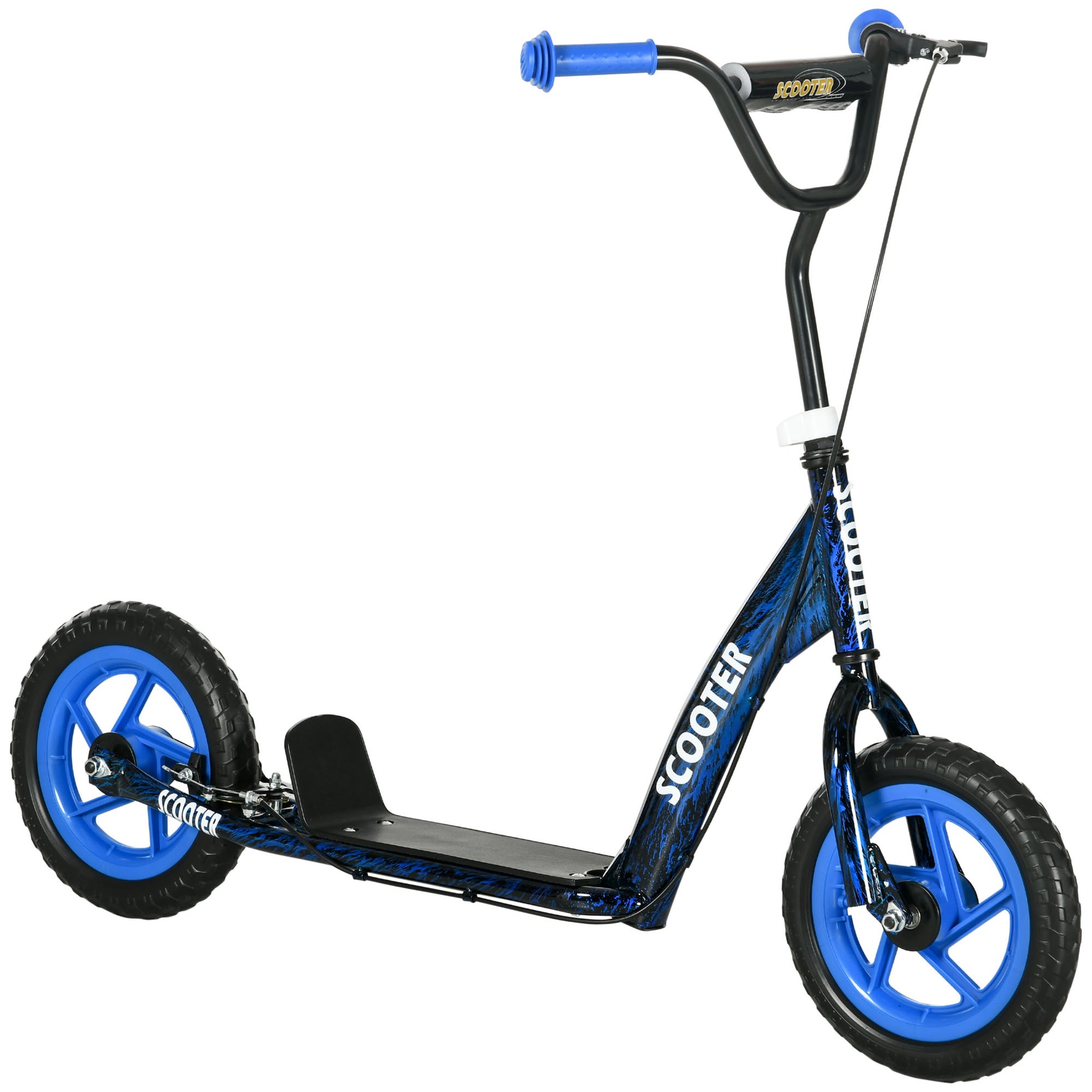 AIYAPLAY Kids Scooter with Adjustable Handlebar, Children's Kick Scooter with Non-slip Footplate, Rear Brake, Kickstand, Blue--ChewyGames-ChewyGames